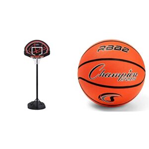 Lifetime 90022 32" Youth Portable Basketball Hoop, Red/Black & Champion Sports Rubber Junior Basketball, Heavy Duty - Pro-Style Basketballs, and Sizes (Size 5, Orange)