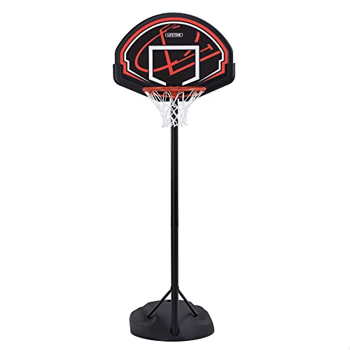 Lifetime 90022 32" Youth Portable Basketball Hoop, Red/Black & Champion Sports Rubber Junior Basketball, Heavy Duty - Pro-Style Basketballs, and Sizes (Size 5, Orange)