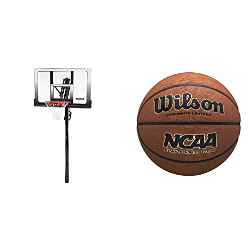 Lifetime 71281 In Ground Power Lift Basketball System, 52 Inch Shatterproof Backboard & Wilson Sporting Goods Wilson NCAA Final Four Edition Basketball, Official - 29.5",WTB1233