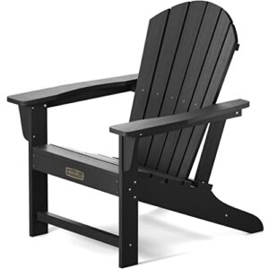 serwall adirondack chair | adult-size, weather resistant for patio deck garden, backyard & lawn furniture | easy maintenance & classic adirondack chair design (black)