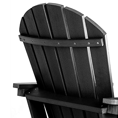 SERWALL Adirondack Chair | Adult-Size, Weather Resistant for Patio Deck Garden, Backyard & Lawn Furniture | Easy Maintenance & Classic Adirondack Chair Design (Black)
