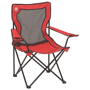 LIFETIME 80160 Commercial Height Adjustable Folding Utility Table, 4 Feet, White Granite & Coleman Broadband Mesh Quad Camping Chair