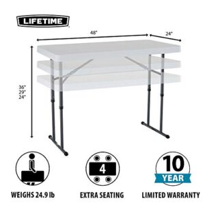 LIFETIME 80160 Commercial Height Adjustable Folding Utility Table, 4 Feet, White Granite & Coleman Broadband Mesh Quad Camping Chair