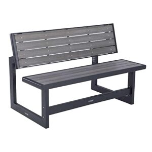 Lifetime 60253 Outdoor Convertible Bench, 55 Inch, Harbor Gray & Keter Solana 70 Gallon Storage Bench Deck Box, Front Porch Decor and Outdoor Seating, Grey