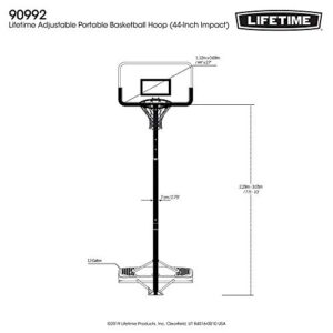 Lifetime 90992 Full-Size Height Adjustable Portable Basketball Hoop, 7.5 to 10 Foot Telescoping Adjustment, 44-Inch Impact Backboard