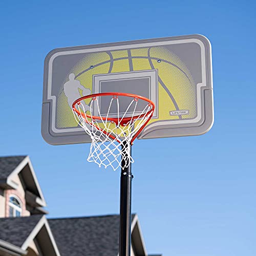 Lifetime 90992 Full-Size Height Adjustable Portable Basketball Hoop, 7.5 to 10 Foot Telescoping Adjustment, 44-Inch Impact Backboard