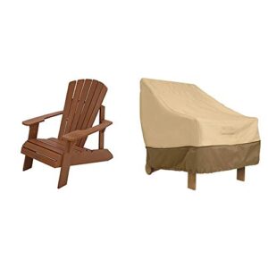 lifetime faux wood adirondack chair, brown with classic accessories veranda adirondack patio chair cover – durable and water resistant outdoor chair cover, standard
