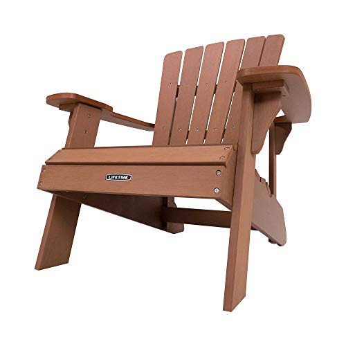 Lifetime Faux Wood Adirondack Chair, Brown with Classic Accessories Veranda Adirondack Patio Chair Cover - Durable and Water Resistant Outdoor Chair Cover, Standard