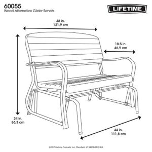 Lifetime 60055 Outdoor Glider Bench, 4', Walnut Brown