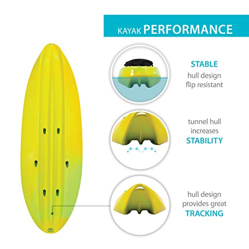 Lifetime 91071 Manta 100 Tandem Kayak, Paddles Included, Yellow/Lime, 10-Foot