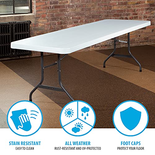 Lifetime 22980 Folding Utility Table, 8 Feet, White Granite