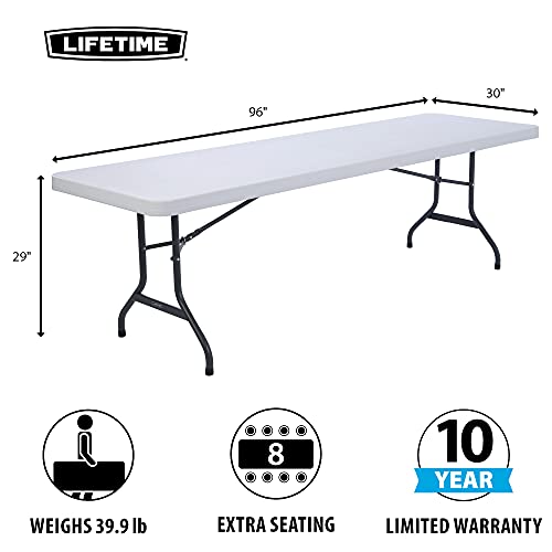 Lifetime 22980 Folding Utility Table, 8 Feet, White Granite