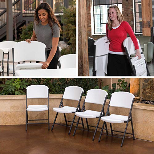 LIFETIME Commercial Grade Folding Chair, 4 Pack,High-Density Polyethylene, White Granite