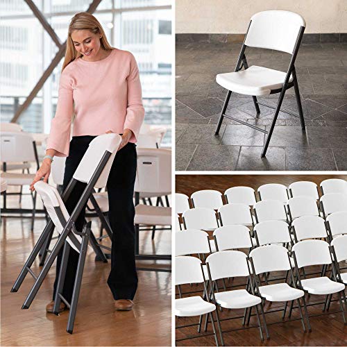 LIFETIME Commercial Grade Folding Chair, 4 Pack,High-Density Polyethylene, White Granite