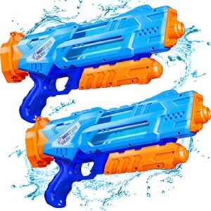 super water guns for kids adults – 2 pack super water blaster soaker squirt guns 1200cc with excellent range – ideas gift toys for summer outdoor swimming pool beach sand water fighting play