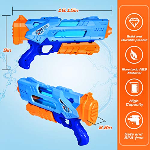 Super Water Guns for Kids Adults - 2 Pack Super Water Blaster Soaker Squirt Guns 1200cc with Excellent Range - Ideas Gift Toys for Summer Outdoor Swimming Pool Beach Sand Water Fighting Play