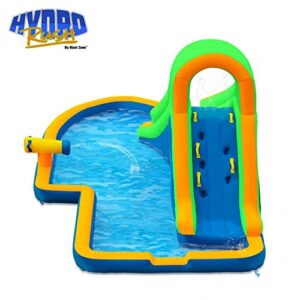 Blast Zone Hydro Rush - Inflatable Water Park with Blower - Curved Slide - Splash Area - Water Cannon - Climbing Wall