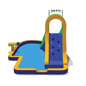 Blast Zone Hydro Rush - Inflatable Water Park with Blower - Curved Slide - Splash Area - Water Cannon - Climbing Wall