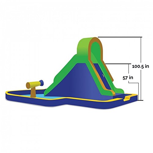 Blast Zone Hydro Rush - Inflatable Water Park with Blower - Curved Slide - Splash Area - Water Cannon - Climbing Wall