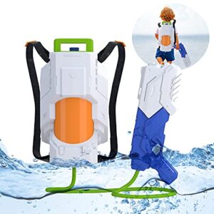 snaen water blaster with 2.5l high capacity backpack tank which has adjustable straps, shooting for 30 feet, space weapon toy for summer outdoor activities suitable for boys and girls 3 years and over