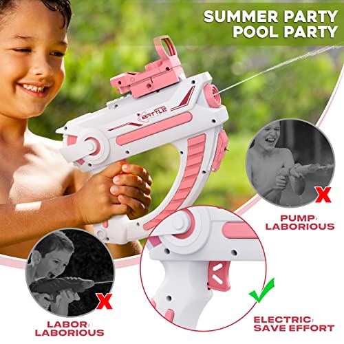 Automatic Water Gun Electric Squirt Water Blaster Guns Soaker Squirt Summer Squirt Shooter Gun Toy Water Gun for Girls Outdoor Swimming Beach Water Fighting Toys