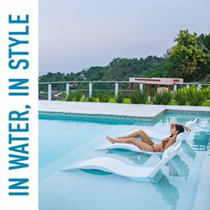 Ledge Lounger - Signature Chaise - Inside Pool & Sun Shelf Lounge Chair - Designed for Shallow Shelves Up to 9” - Compatible with All Pool Types - Poolside & Sun Deck Tanning - Set of 2 - White