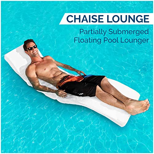 SwimWays Terra Sol Sonoma 2-in-1 Pool Float and Patio Chaise Lounge Chair, White