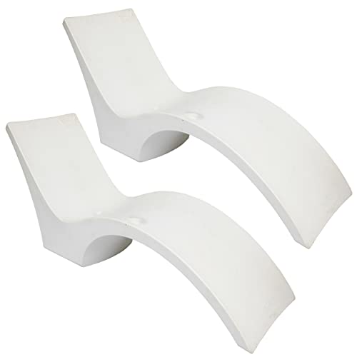 Floating Luxuries Kai Shelf Lounger Deep Water, in-Pool, Use in Pools with Shelves Up to 16 Inches Deep, Built-in Drink and Phone Holders, Set of 2 in-Pool Chaise Lounge Chairs, Arctic White