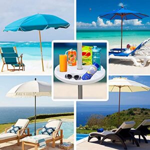 AMMSUN 13" Beach Umbrella Table Tray for Beach, Patio, Garden, Swimming Pool with Cup Holders, Snack Compartments White