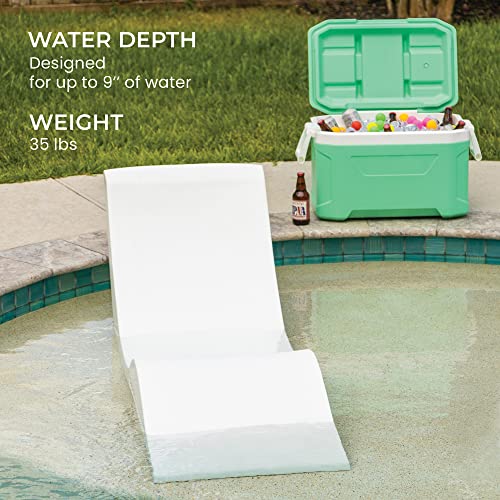 Aqua Outdoors - in-Pool Chaise Lounger - Inside Pool & Sun Shelf Lounge Chair - Designed for Water Depths Up to 9” - Compatible with All Pool Types - Poolside & Sun Deck Tanning - Classic White