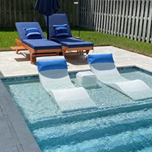 Aqua Outdoors - in-Pool Chaise Lounger - Inside Pool & Sun Shelf Lounge Chair - Designed for Water Depths Up to 9” - Compatible with All Pool Types - Poolside & Sun Deck Tanning - Classic White