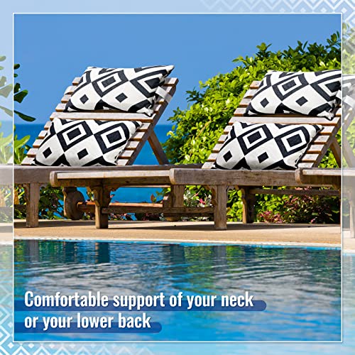 2 Pack Outdoor Lumbar Pillow Chair Head Resting Pillow Black White Chaise Lounge Throw Pillows 16 x 11 Inch Resistant Cushion Cases for Home Balcony Garden Couch (Stripe Style)