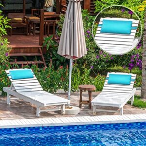 Qunclay 2 Piece Headrest Pillow Pool Furniture Lounge Pillow Chair Pillows Patio Furniture Pillows with Adjustable Elastic Tape Band Head Support Pillow for Pool Patio Chairs (Turquoise)