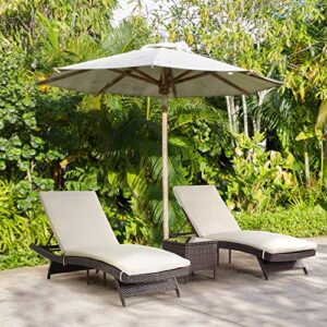 pamapic patio chaise lounge set 3 pieces，patio lounge chair with adjustable backrest and removable cushion, outdoor pool lounge chair set for patio poolside backyard porch