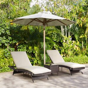 Pamapic Patio Chaise Lounge Set 3 Pieces，Patio Lounge Chair with Adjustable Backrest and Removable Cushion, Outdoor Pool Lounge Chair Set for Patio Poolside Backyard Porch