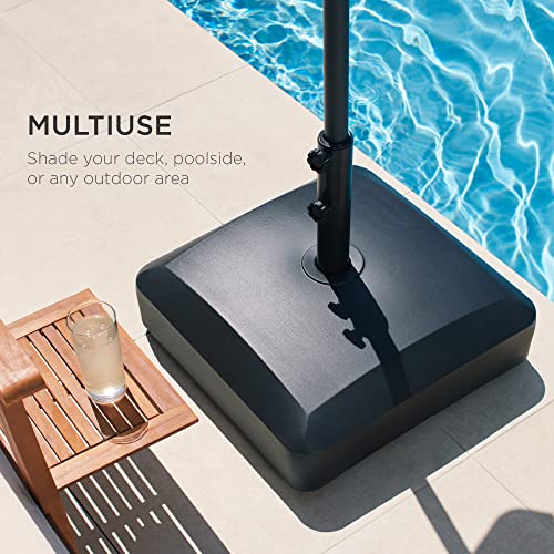 Best Choice Products 123lb Capacity Fillable Mobile Umbrella Base Heavy Duty Market Stand for Patio, Deck, Poolside w/ 4 Wheels, 2 Locks, 2 Knobs, Wind-Resistant Design - Black