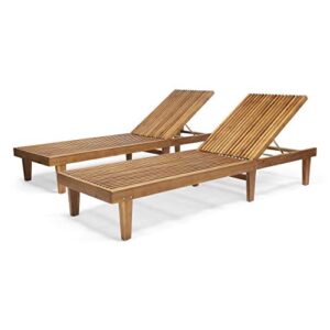 great deal furniture addisyn outdoor wooden chaise lounge (set of 2), teak finish