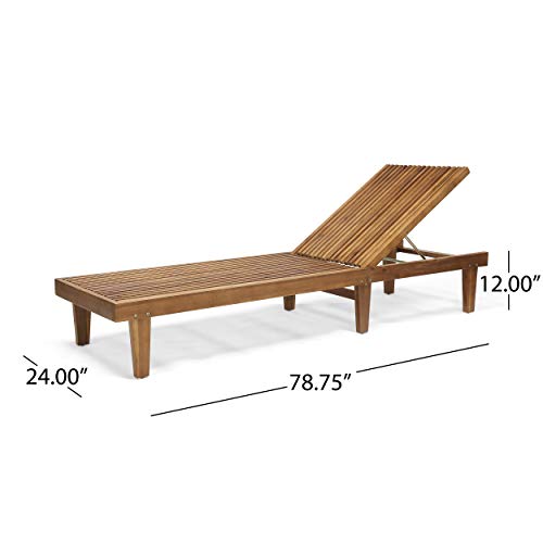 Great Deal Furniture Addisyn Outdoor Wooden Chaise Lounge (Set of 2), Teak Finish