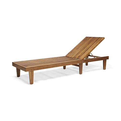 Great Deal Furniture Addisyn Outdoor Wooden Chaise Lounge (Set of 2), Teak Finish