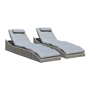 soleil jardin folding pool lounge chair set of 2 outdoor adjustable chaise lounge chair, fully assembled, patio reclining sun lounger, gray