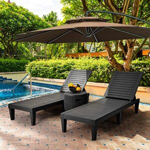 YITAHOME Chaise Outdoor Lounge Chairs with Adjustable Backrest, Sturdy Loungers for Patio & Poolside, Easy Assembly & Waterproof & Lightweight with 265lbs Weight Capacity, Set of 2, Black