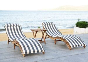 safavieh-outdoor collection pacifica natural/ grey stripe cushion 3-piece chaise lounge set with table
