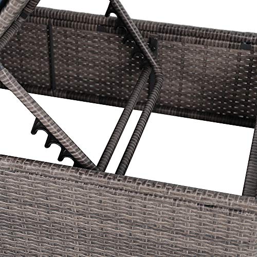 Patiorama Outdoor Patio Chaise Lounge Chair, Elegant Reclining Adjustable Pool Rattan Chaise Lounge Chair with Cushion, Grey PE Wicker, Steel Frame,Light Grey, Set of 2