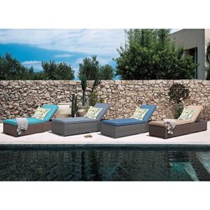 Patiorama Outdoor Patio Chaise Lounge Chair, Elegant Reclining Adjustable Pool Rattan Chaise Lounge Chair with Cushion, Grey PE Wicker, Steel Frame,Light Grey, Set of 2