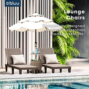 BLUU Chaise Lounge Chairs for Outdoor Patio Use | Adjustable with 5 Positions | Wood Texture Design | Waterproof | Easy to Assemble | Max Weight 330 lbs | Set of 2