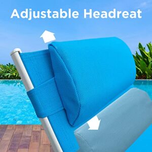 HOMEZILLIONS Patio Chaise Lounge Set of 3 Outdoor Lounge Chairs Adjustable Chaise Lounge 5-Level Pool Chairs with Headrest for Beach, Side Table Included, Blue