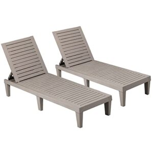 devoko outdoor chaise lounge chairs set of 2 waterproof pe quick assembly lounge chair with adjustable back for patio, poolside, beach, yard