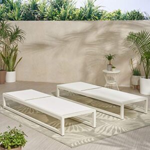 Christopher Knight Home Eudora Outdoor Chaise Lounge (Set of 2), White