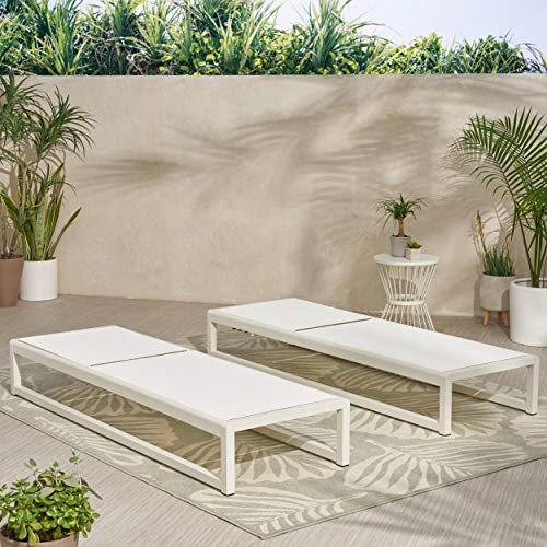 Christopher Knight Home Eudora Outdoor Chaise Lounge (Set of 2), White