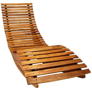 cucunu chase lounge outdoor i durable, reliable acacia wood patio lounge chair furniture i rocking sun lounger chair for sunbathing i patio lounge chair